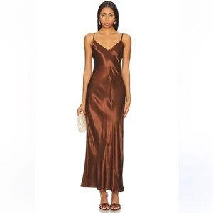 Enza Costa Bias Cut Maxi Dress In Saddle Brown